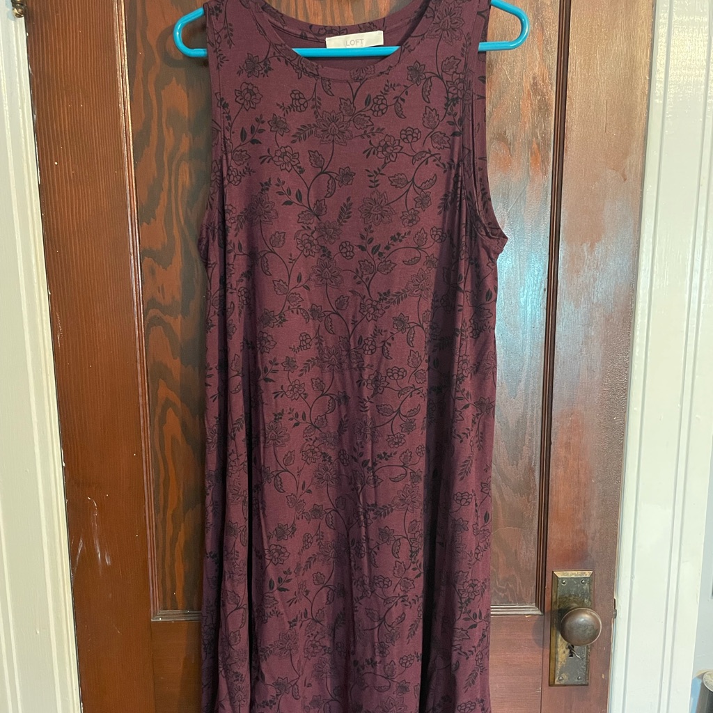 Loft Red Sleeveless Crew Neck Sundress